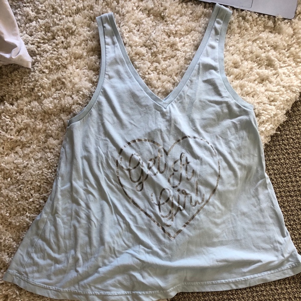 Blue graphic tank top